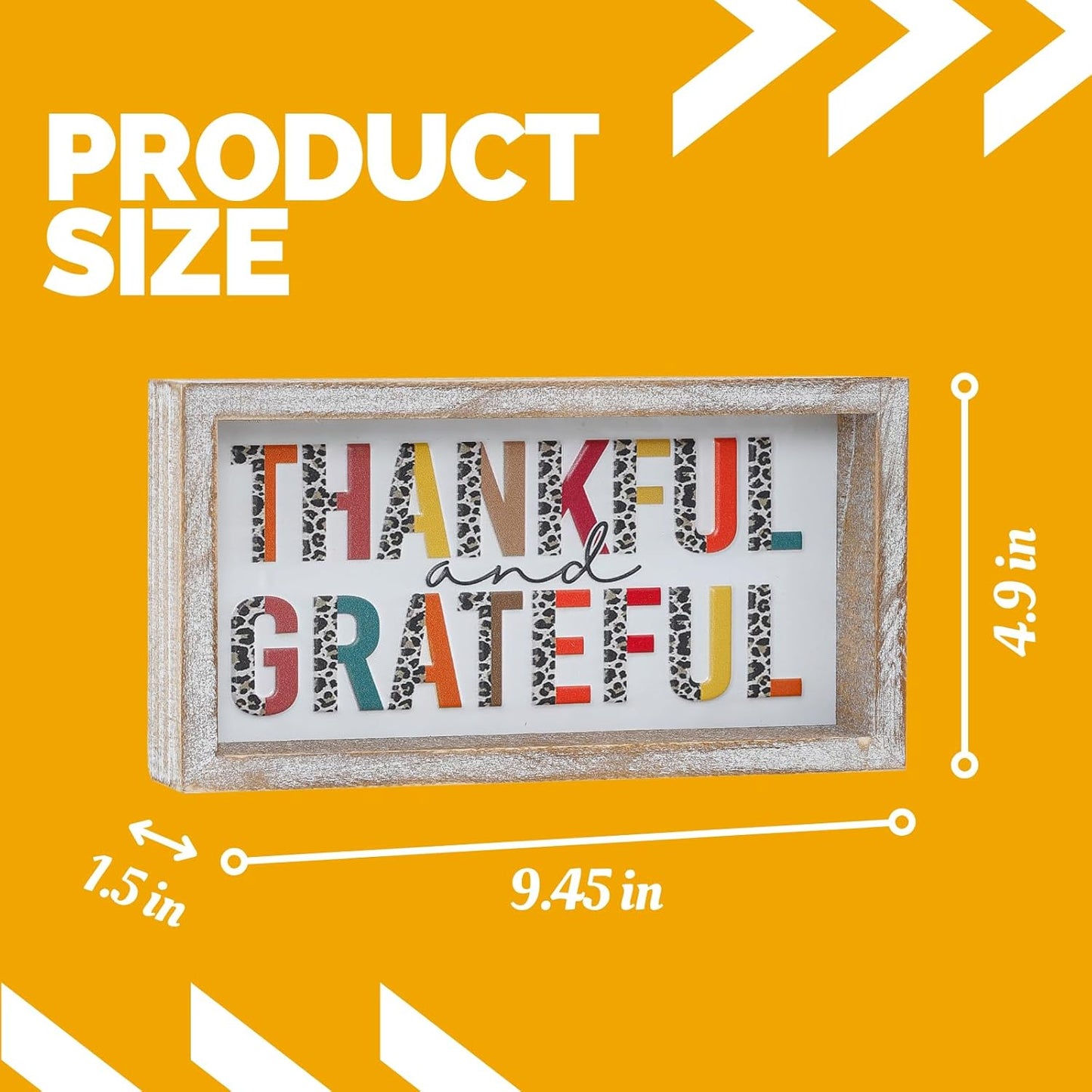 Embossed Thankful and Grateful Sign, Thanksgiving Decorations for Table Cubicle Desk Mantel Fireplace, Vintage Thanksgiving Home Decor Leopard Print Wooden Sign