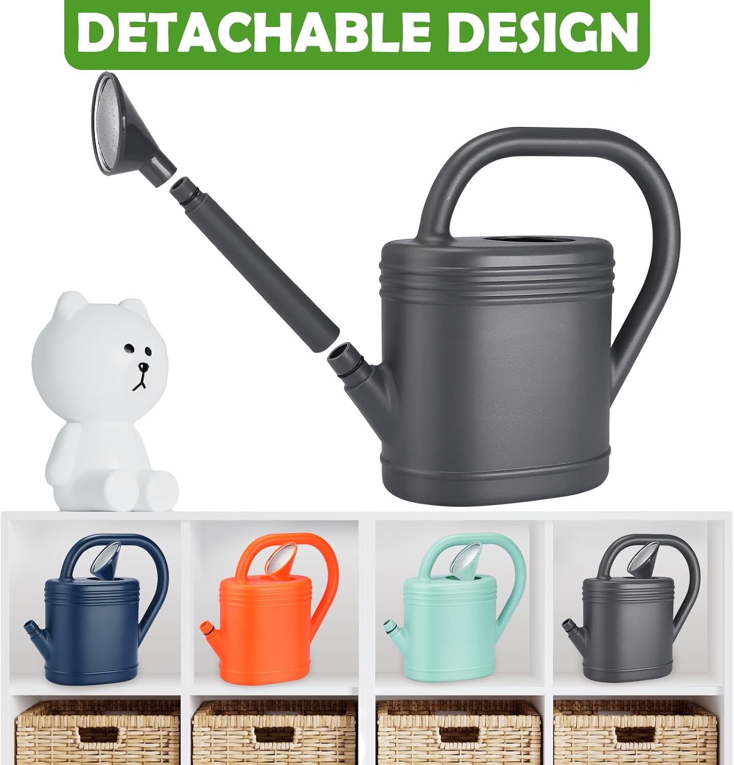 1 Gallon Watering Can for Indoor Plants, Garden Watering Cans for Outdoor Plant House Flower, Modern Plant Watering Can Large Long Spout with Sprinkler Head