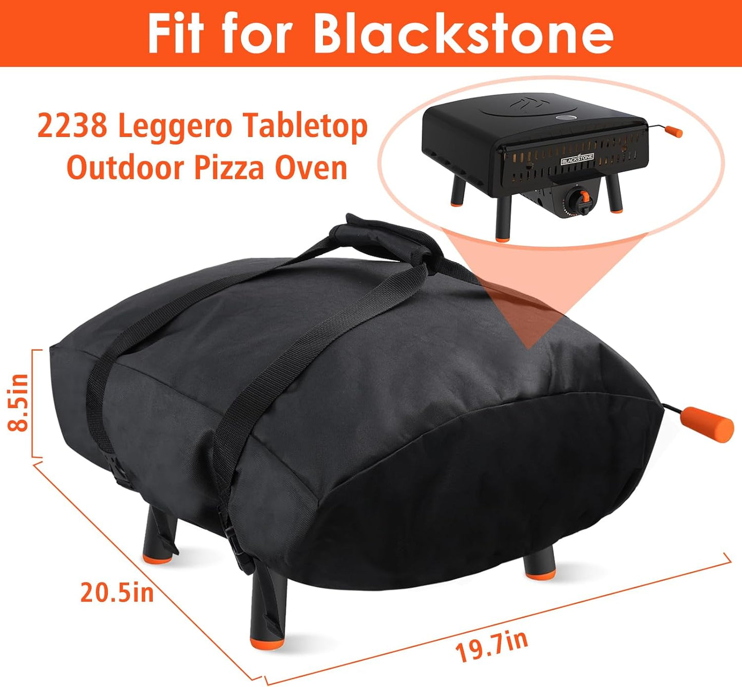 Pizza Oven Carry Case for Blackstone 2238 Leggero Tabletop Pizza Oven, 600D Waterproof Dustproof Blackstone 2238 Pizza Oven Cover/Carry Bag 2 in 1, Outdoor Oven Accessory