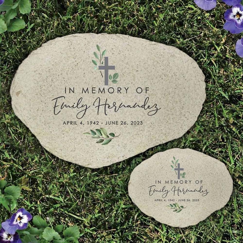 GiftsForYouNow Personalized Memorial Garden Stone, Watercolor in Memory of Flat Garden Stone, Loss of Loved One, Sympathy Gift