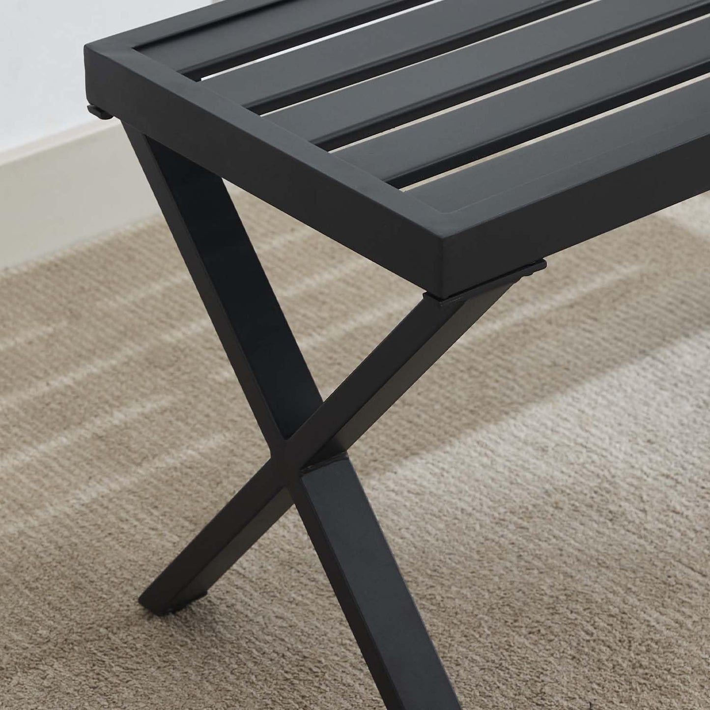 Backless Outdoor Bench Set of 2, Metal Patio Bench, Garden Bench for Front Porch, Backyard and Deck, Black