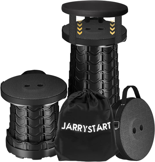 Upgraded Collapsible Stool with Detachable Cushion & Waterproof Bag - 400lbs Heavy Duty Portable Folding Stool for Adults, Telescoping Camping Seat with Carrying Straps for Fishing Hiking Travel BBQ