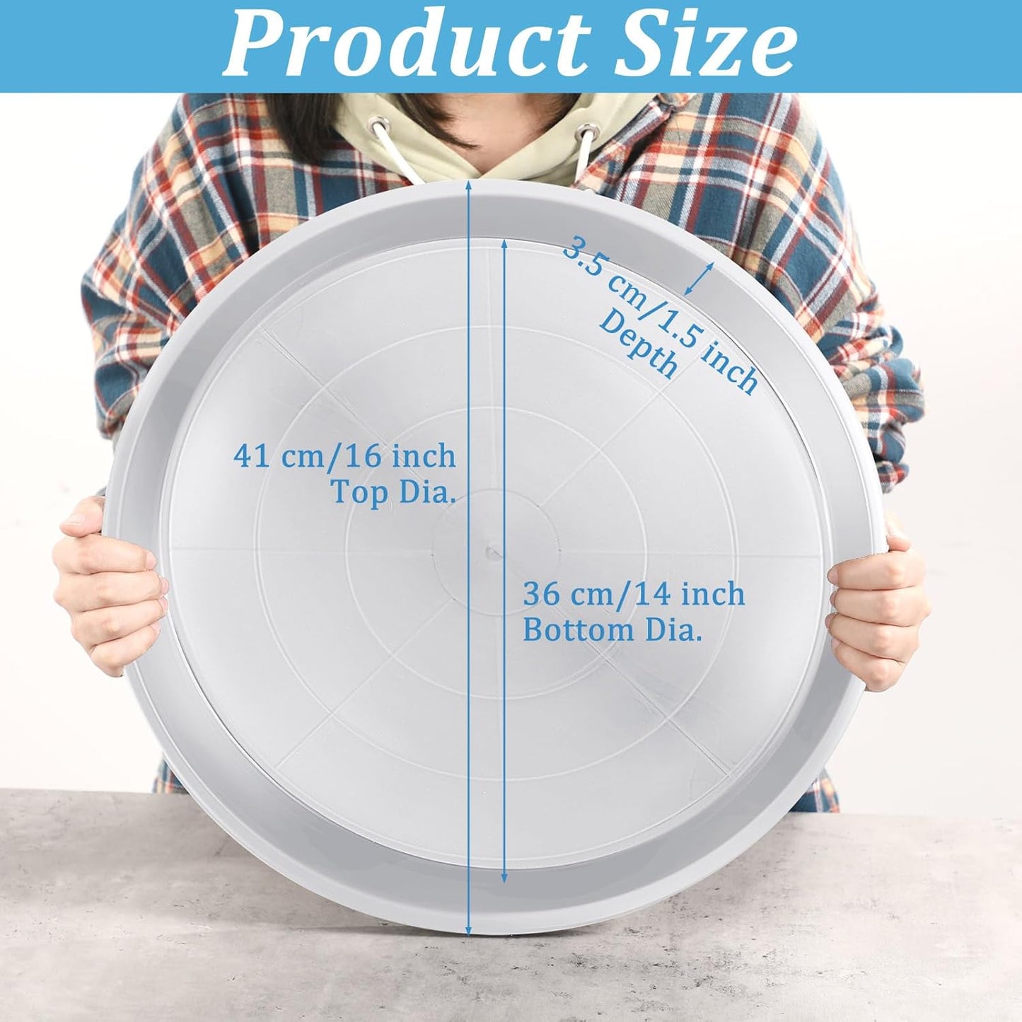 Eccliy 12 Pcs Plastic Plant Saucers Round Plant Tray Large Flower Pot Heavy Duty Planter Water Trays Thick Planter Drip Saucers for Indoors and Outdoors(16 Inch,White)