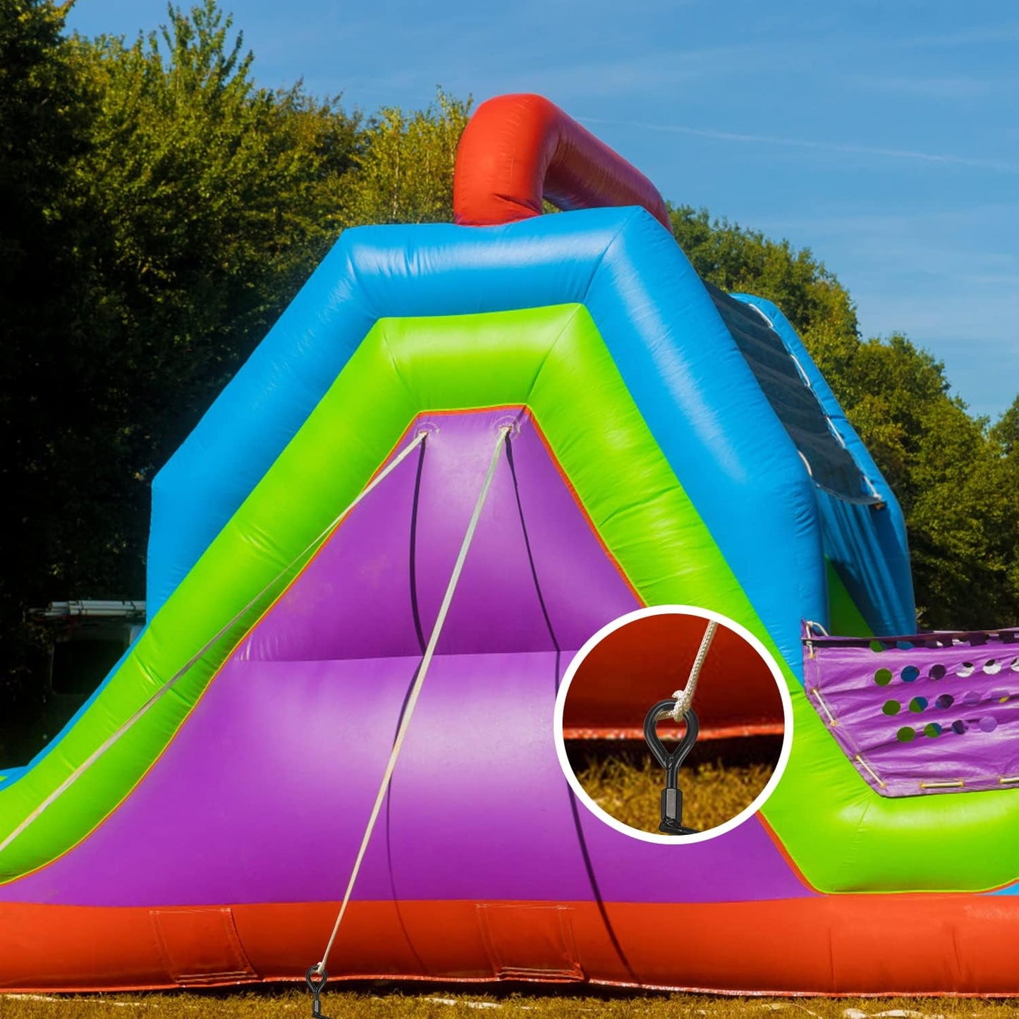 16.3 Inch Spiral Ground Anchor Stake High Durable Earth Anchor Kit for Tents, Trampolines, Garden Fencing, Sheds, Swings, and Dog Tie Out Stake (Black 4 Pack)