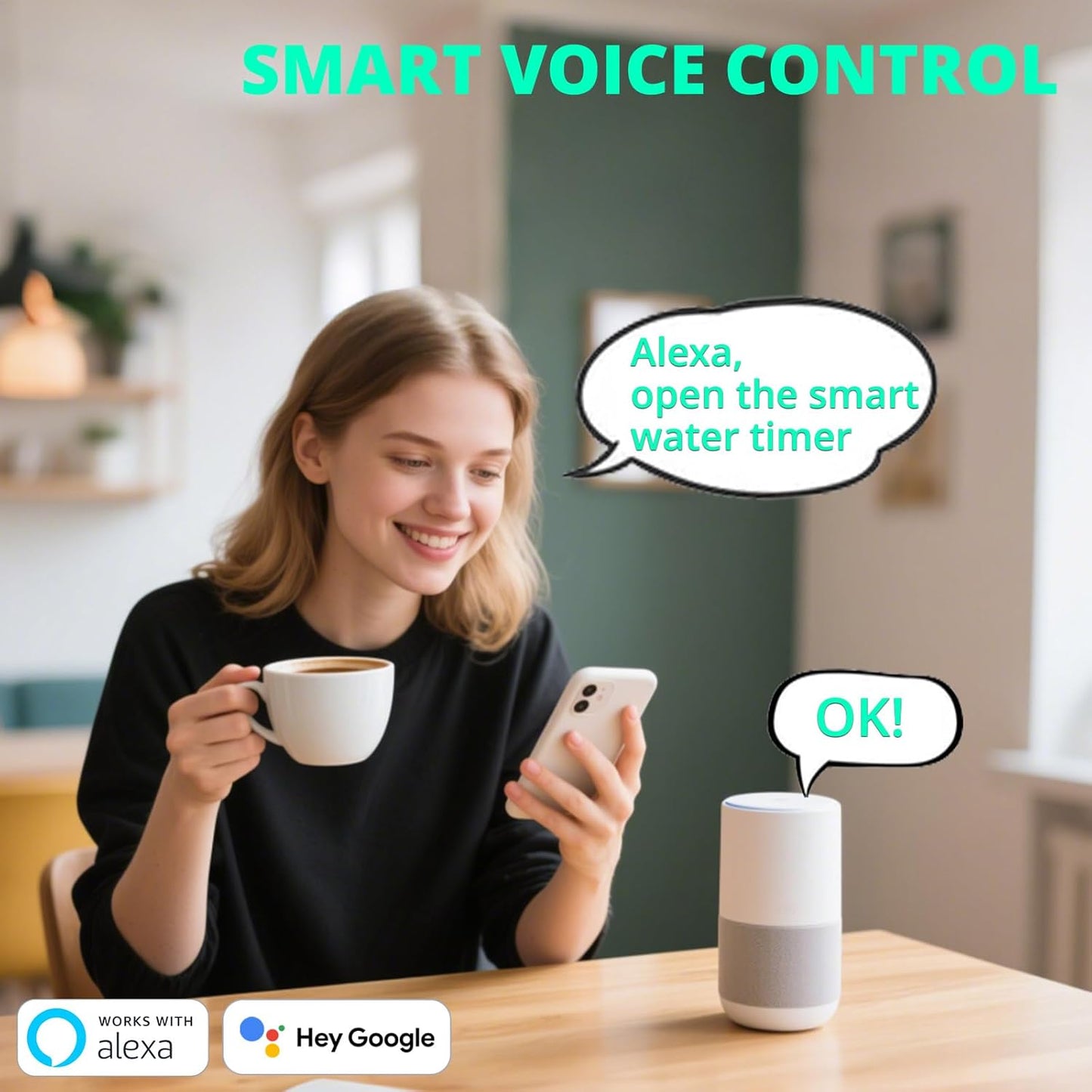 QUOBAS WiFi Sprinkler Timer with Brass Inlet & Outlet, Smart Water Timer for Garden Hose with APP Remote Control, Manual Watering, Rain Delay Watering, for Lawn, Garden