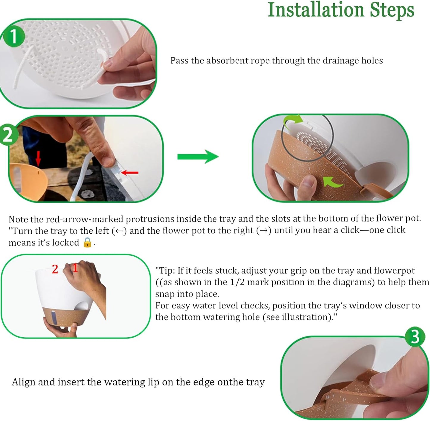 10 Inch Hanging Planters for Indoor Plants, 2 Pack Self Watering Hanging Baskets Flower Pots with Drainage Hole, Visual Reservoir & 2 Kinds of Plant Hanger for Outdoor Garden Home Decor