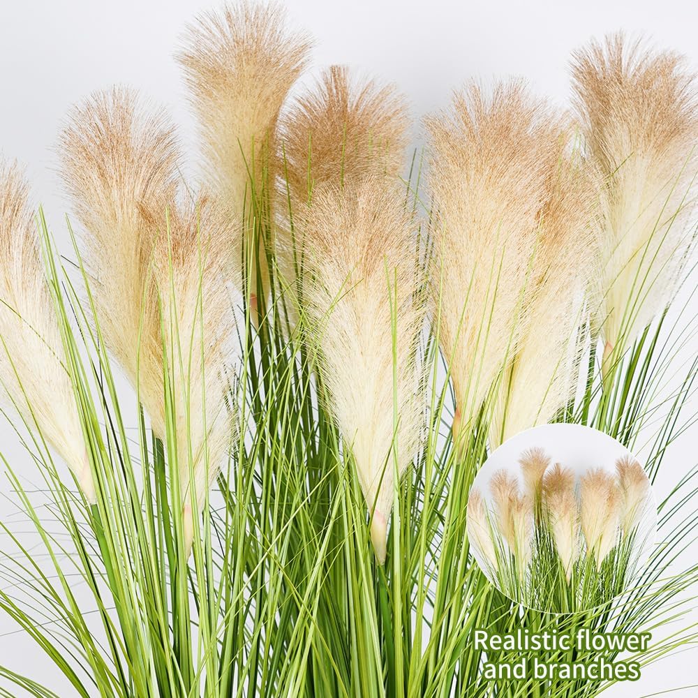 Melorca&Guilla Artificial Plants 4PCS 33.5“Fake Plant Tall Onion Fake Grass,Faux Grass Plants Artificial Greenery Shrubs Bushes for Garden Shop Office Home Décor