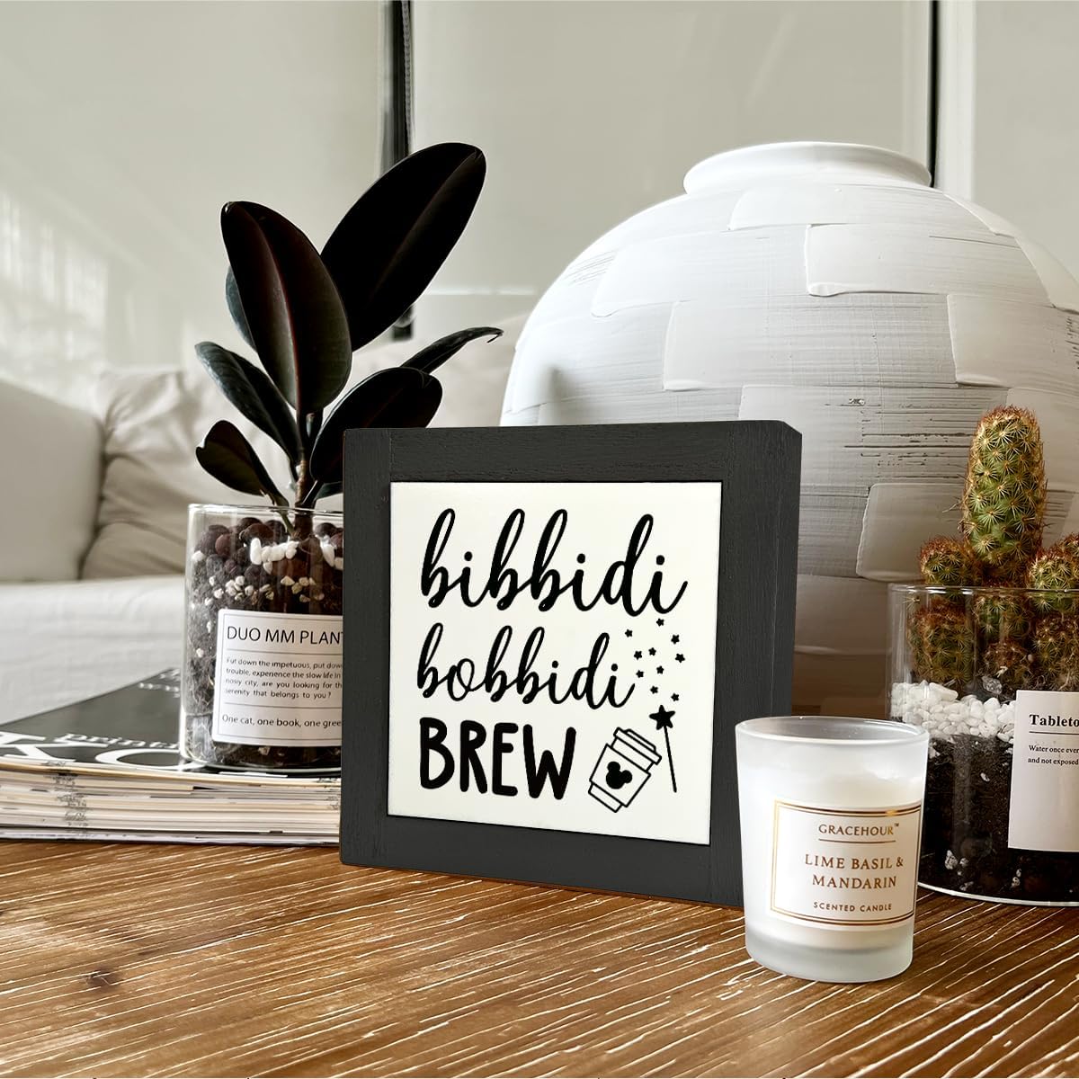 Bippity Boppity Wood Plaque Sign - Rustic Coffee Table & Kitchen Home Decor, 5.95.9in