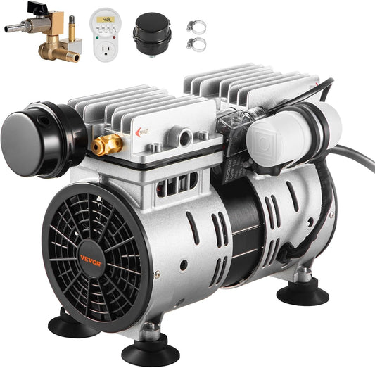 VEVOR Pond Aerator, 550W Power, 5.2CFM for Up to 3 Acre 50' Lake, Includes 3/4 HP Compressor & Timer & Valves, Air Compressor for Deep Water Oxygen Circulation, for Outdoor Ponds or Lakes