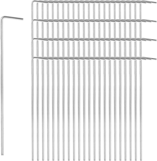 LANIAKEA 100PCS Tent Stakes Metal 8.26in Heavy Duty Ground Stake Fence Hooks Garden Edging Fence Hooks for Pitching Camping Tent Inflatables Outdoor Decorations