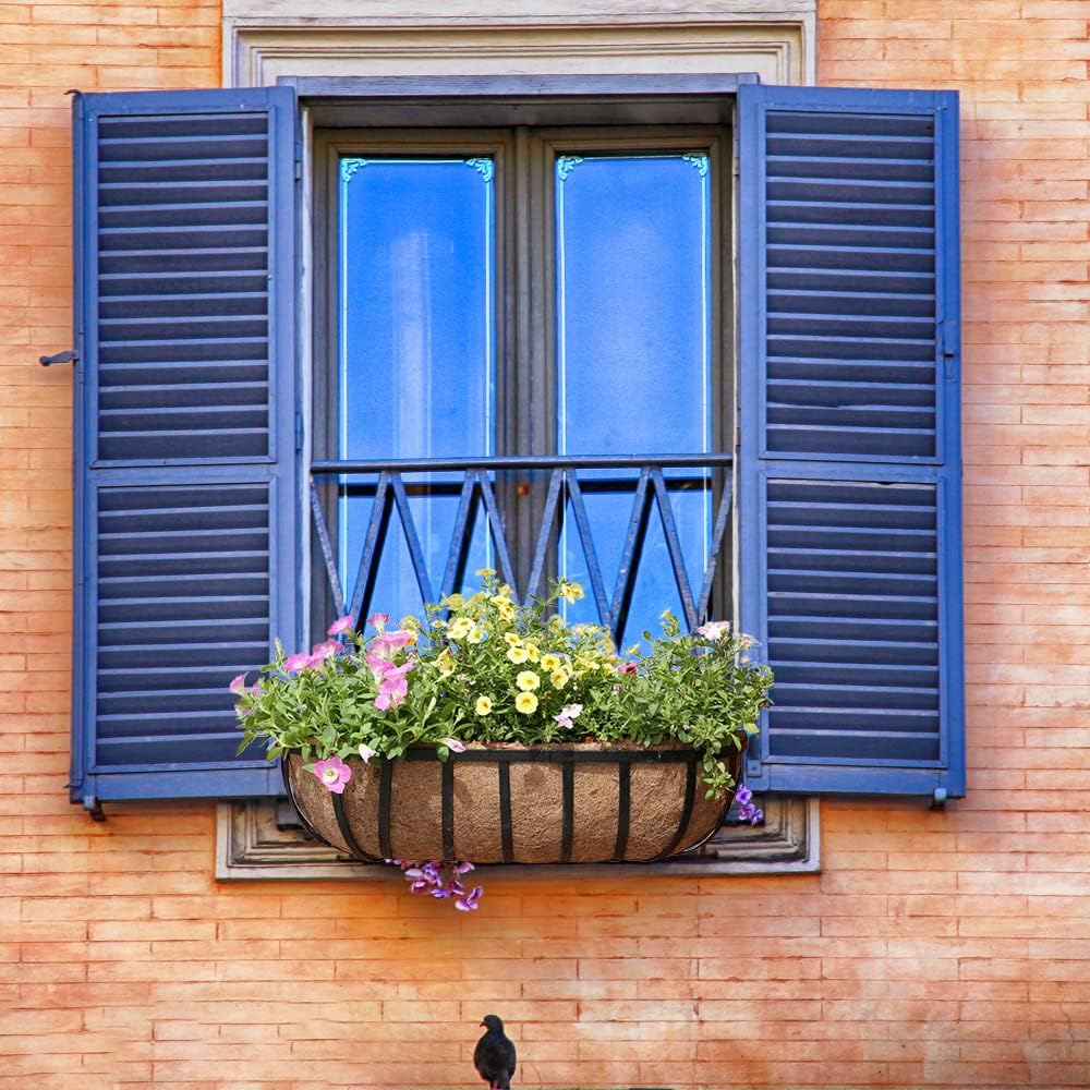 STONESTAR 2-Pack Coconut Liners for Planters 36 inch, Half-Moon Shape Window Box Liners Coconut Planter Liners Replacement, Trough Coco Liners for Planters Flower Baskets (36 inch)