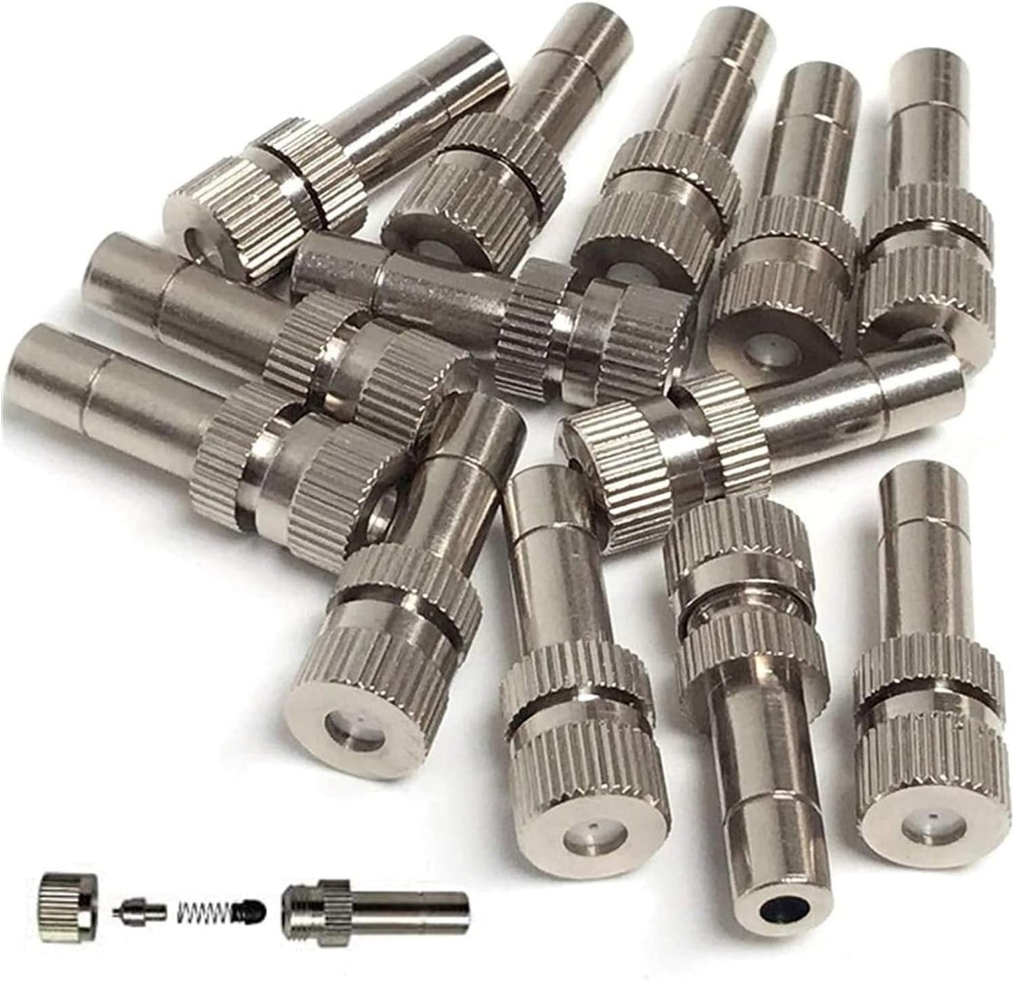 20pcs Brass Mister Nozzles, 6mm Misting Nozzles for Outdoor Cooling System, Landscaping, Air Humidification, Greenhouse Irrigation (without Filter, 0.006"/0.15mm Orifice)