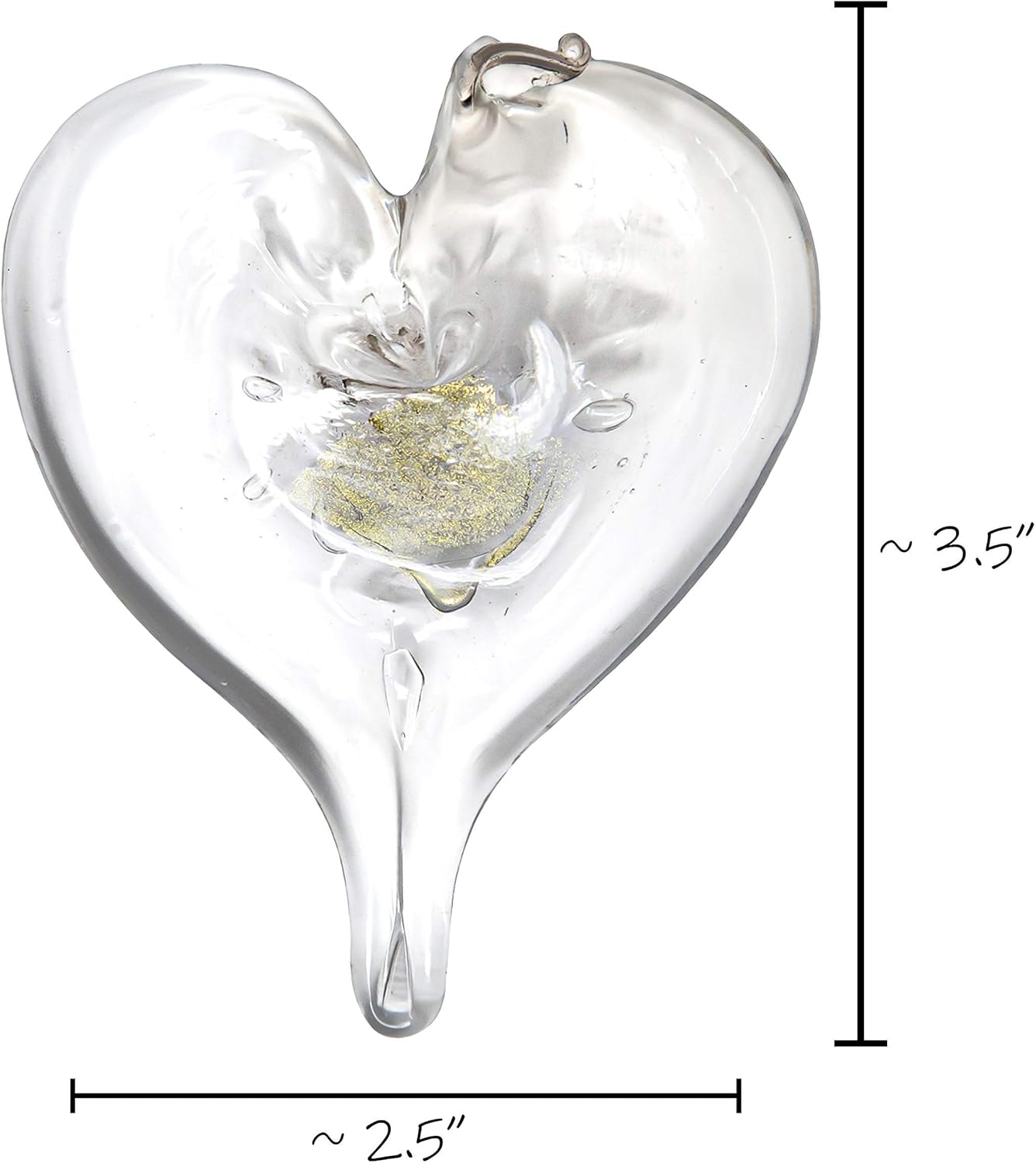 Luke Adams Glass Hanging Hearts – Hand Blown Glass Heart Ornament for Windows or Gifts – Colorful Blown Glass Hearts Decor (April - Diamond)
