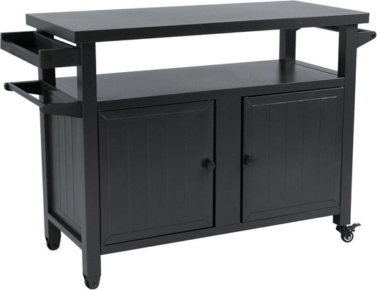 Kozyard BBQ Grill Storage Cart/Bin, Grill Carts Outdoor Storage Cabinet with Wheels, Cooking Prep BBQ Table for Patio Island Home Party Bar (Grey)