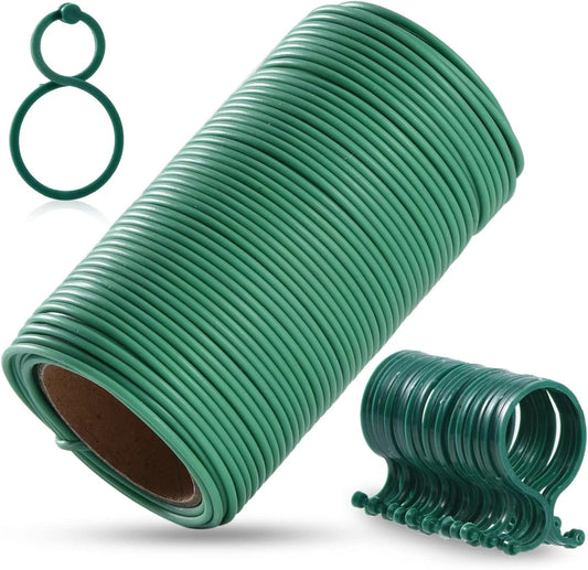 118ft Soft Green Twist Garden Ties with 20PCS Clips for Plants - 2mm Diameter