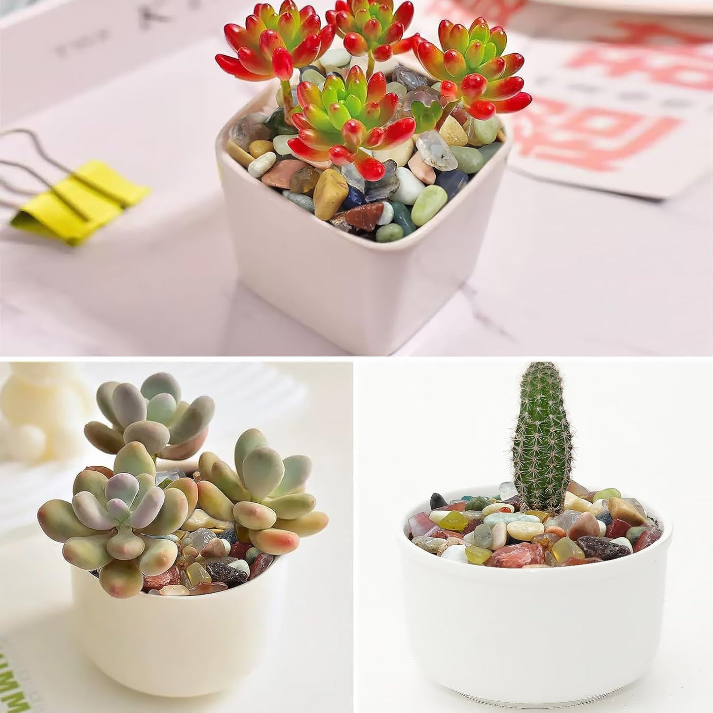 2LB Colorful Pebbles for Succulent, 3/8 Inch Natural River Rocks for Plants, Natural Decorative Polished Pebbles for Cactus,Vases, Planters,Outdoor Gardening and Indoor Plants