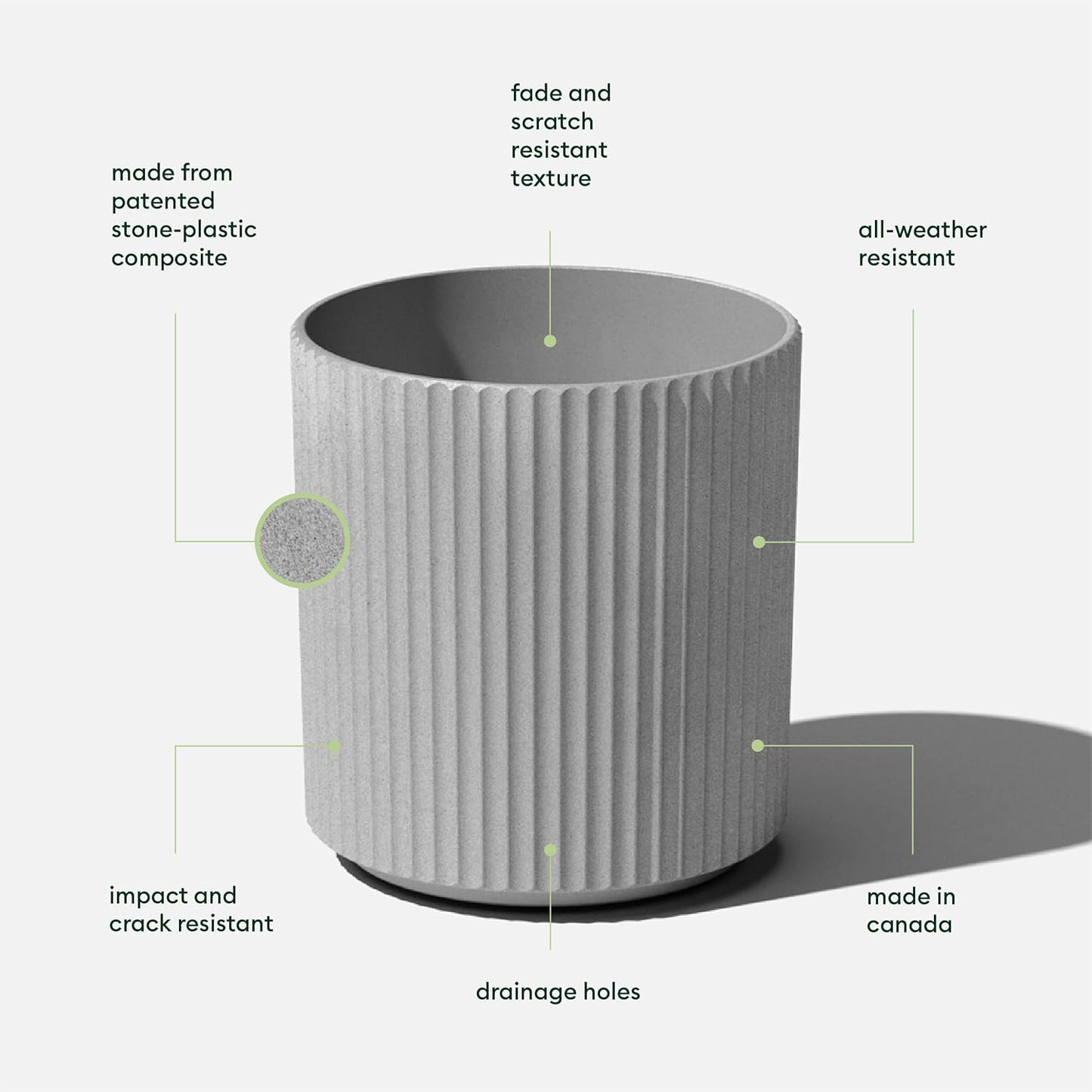 Veradek Demi Series Round Planter for Porch, Patio, Backyard | Durable Plastic-Concrete Material | Modern Décor for Tall Plants, Flowers