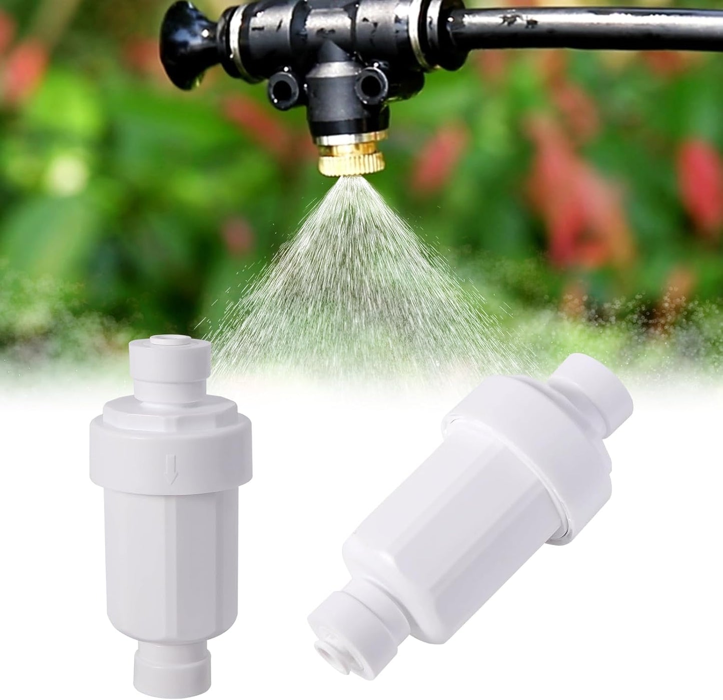 2pc Misting System Filter 100 Mesh Calcium Inhibitor Filter for 1/4 Tubing Quick Connect for Outdoor Cooling System Patio Outdoor Misting System, Prevent Blockage