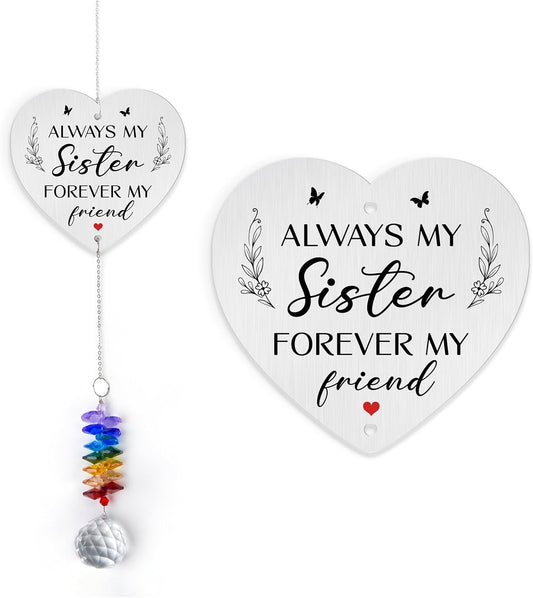 Aluminum Ornament Suncatcher Birthday Gift for Sisters - Unique Gift from Sister Brother - Crystal Rainbow Maker - Sister Suncatcher - Window Hangings Home & Garden Decor