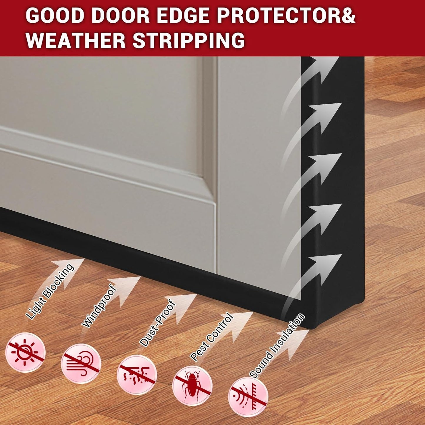 Rubber Edge Trim, Flexible Self-Adhesive U Shaped Peel and Stick Edge Banding, 1-3/8"(35mm) U Channel Edge Protector for Door Sides, Edge Guards for Woods, Furniture, 20Ft, Black Color