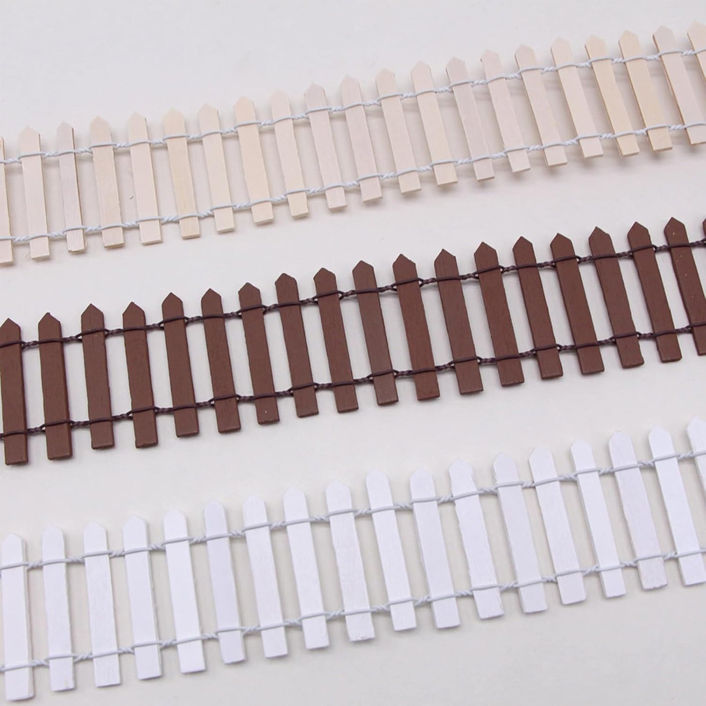 35 Inches Mini Fairy Garden Fence DIY Small Wood Decorative Picket Fence Micro Landscape Miniature Ornaments for Dollhouse, Crafts, Diorama Project, Plant Pot, White