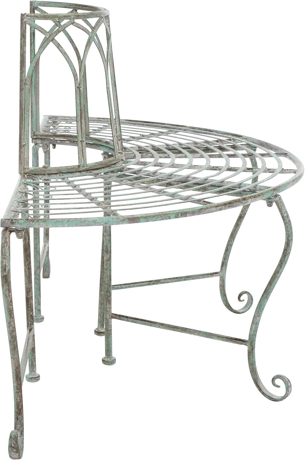 SAFAVIEH Outdoor Collection Abia Victorian Antique Dark Green Wrought Iron 50-inch Wide Tree Bench