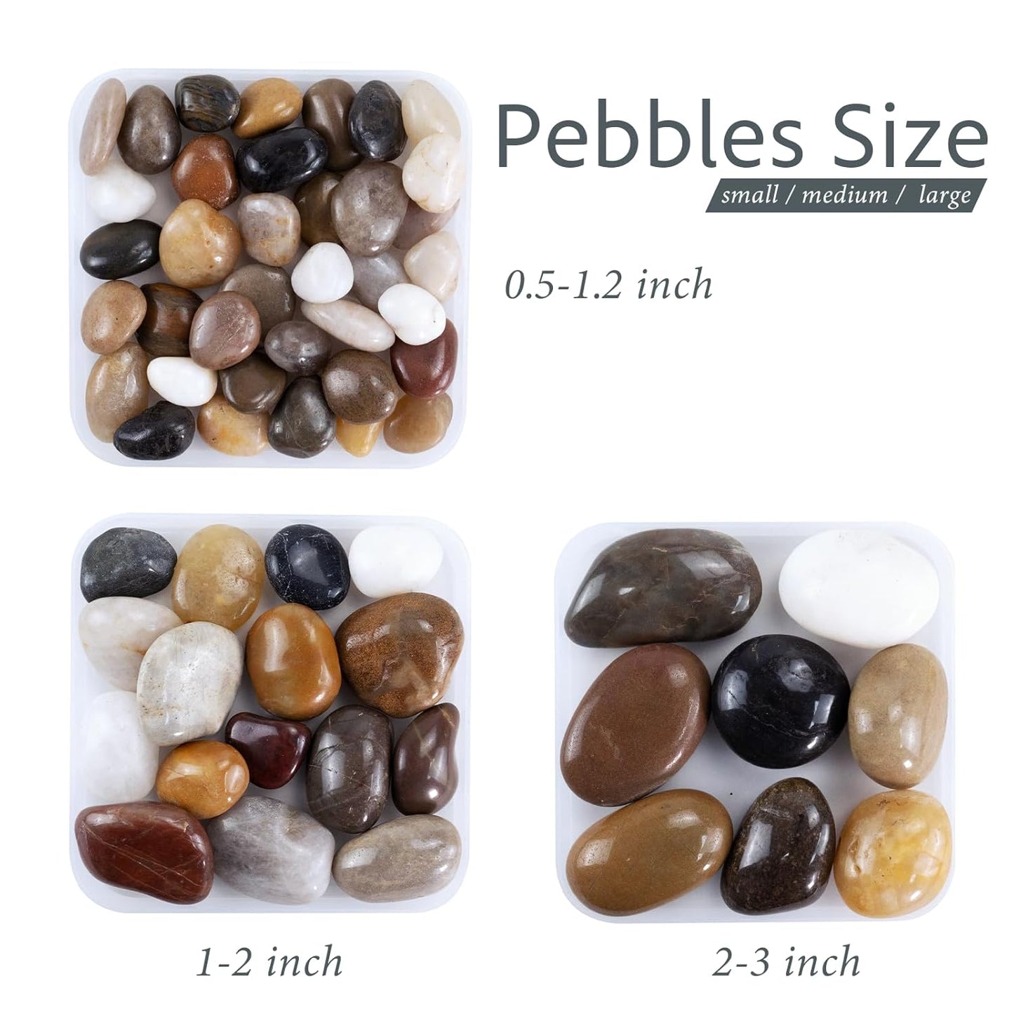 Pebbles for Indoor Plants, 10lbs Colorful Pebbles 0.5-1.2 Inch Decorative River Rocks for Planters, High Polished Stones for Vase Filler Fish Tank Landscaping Garden