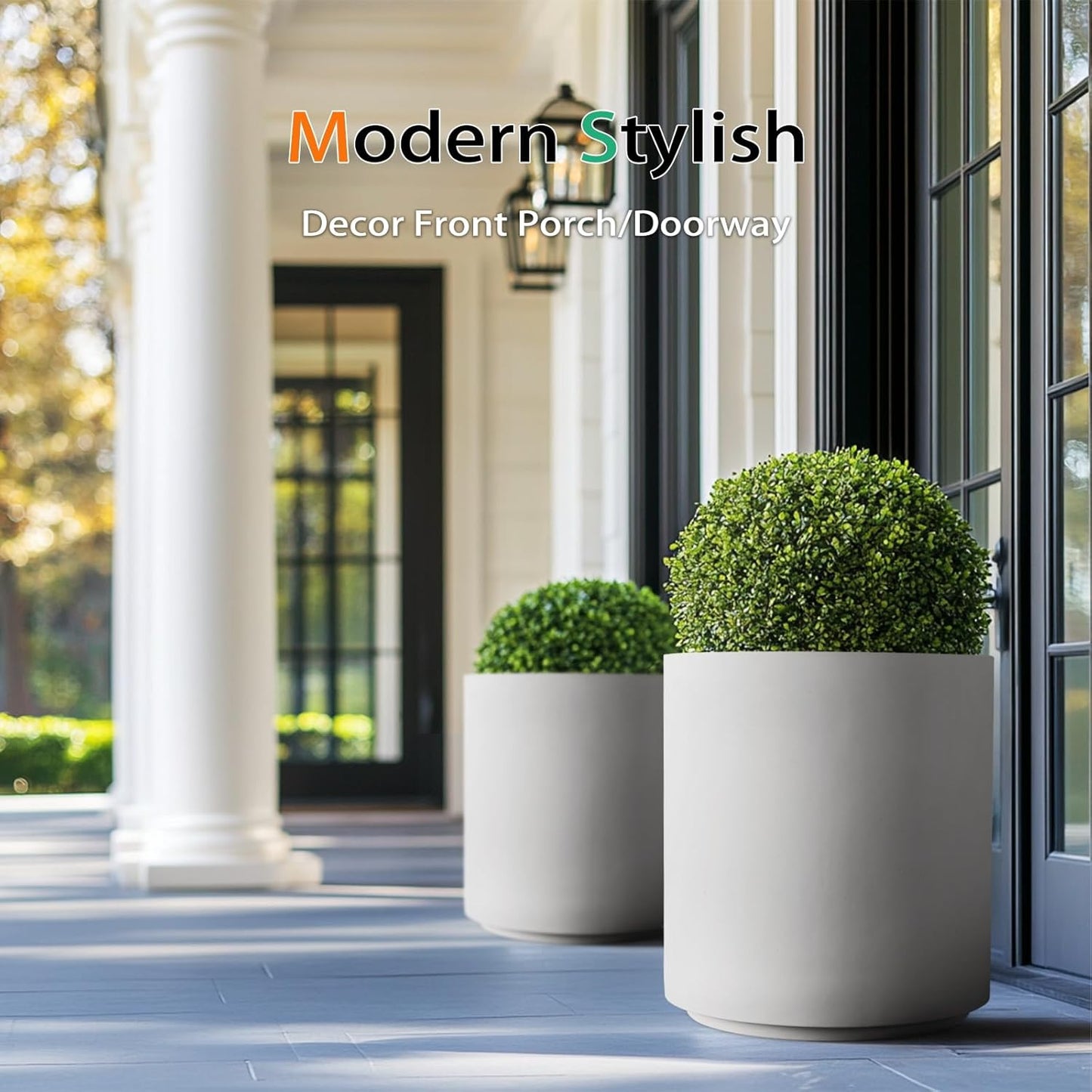 Round Concrete Planter Outdoor Indoor, Large Cement Plant Pots for Flowers (Gay, 16 inch)