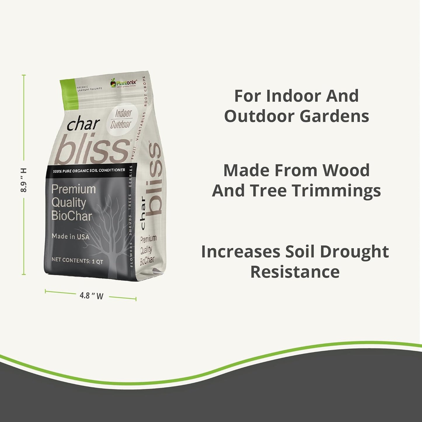 Char Bliss (1 Cubic Ft) - Organic Biochar for Plants - OMRI-Listed Biochar Soil Amendment Organic - Horticultural Charcoal for Plants, Gardening, & Potting Soil - 100% Natural and Renewable Bio Char