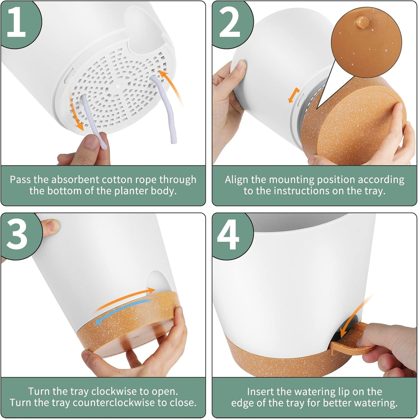 GARDIFE Plant Pots 8/7/6.5/6/5.5/5 Inch Self Watering Planters with Drainage Hole, Plastic Flower Pots, Nursery Planting Pot for All House Plants, African Violet, Flowers, and Cactus,White