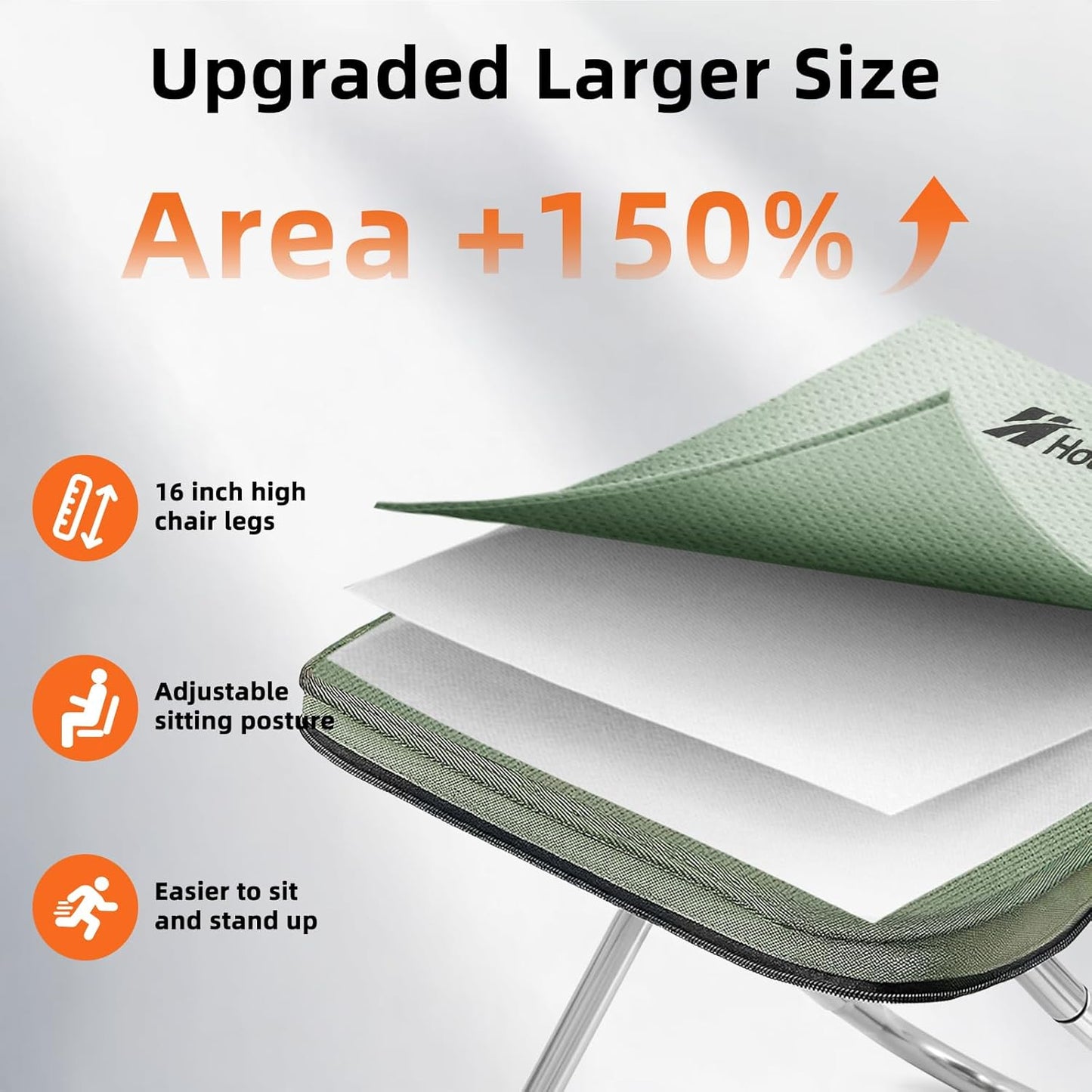 Camping Stool, 16in Tall Portable Folding Stool with Carry Bag, Upgraded Ultralight Chair with Roomy Seat for Adults, Holds 280lbs, Ideal for Hiking, Fishing, Outdoor Use, Green