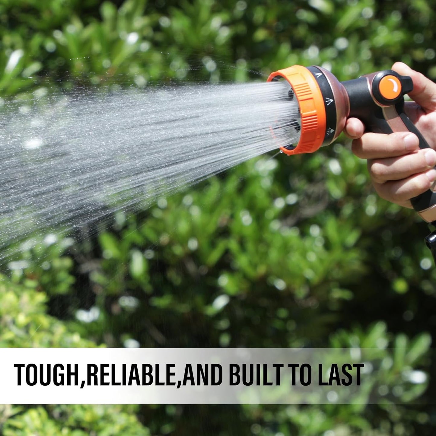 Heavy Duty Garden Hose Spray Nozzle, Metal Water Hose Nozzle with 8 Spray Patterns, High Pressure Hose Nozzle with Thumb Control On Off Valve for Lawn Watering, Car Washing, Pets Showering