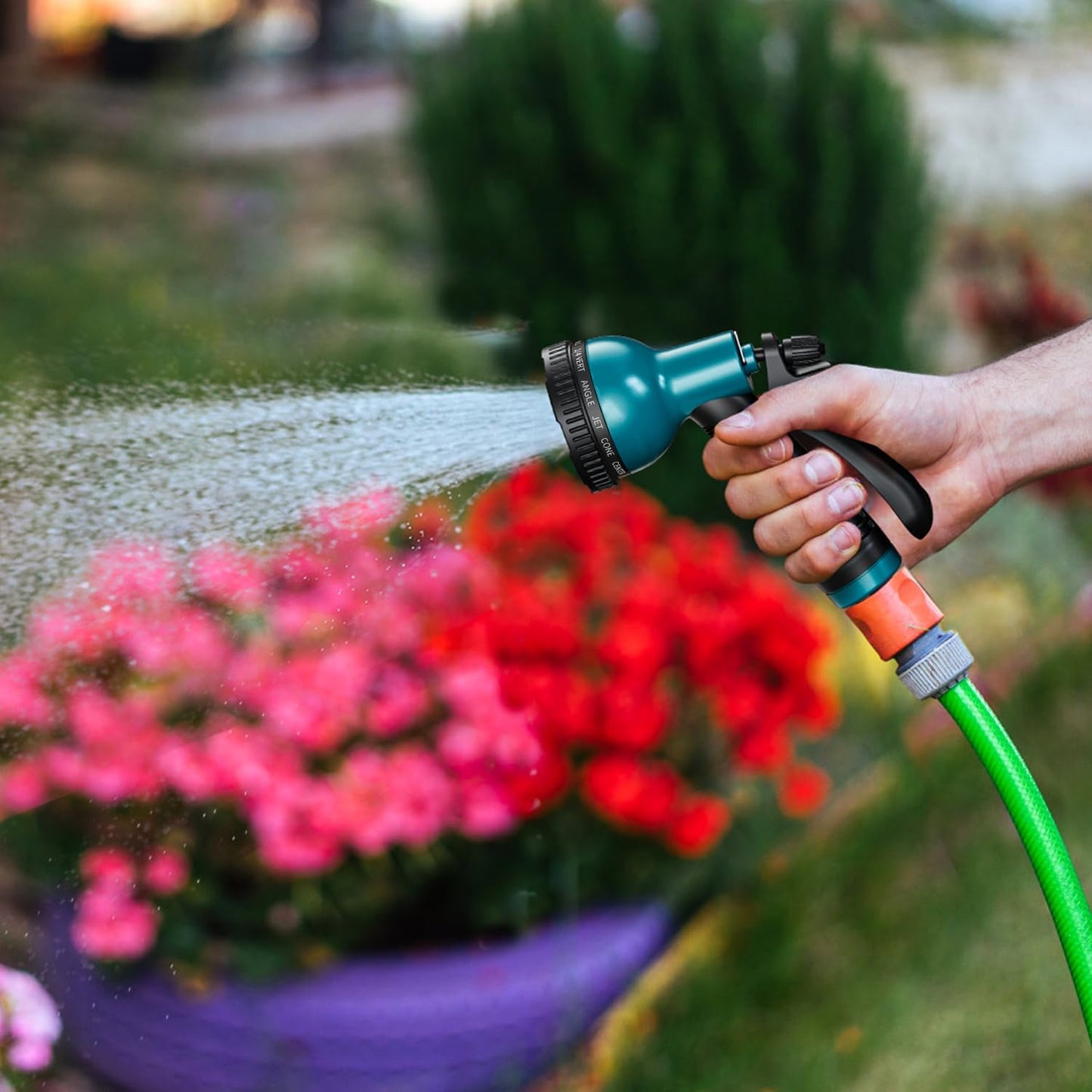 Garden Hose Nozzle Sprayer 10 Watering Patterns Spray Nozzles Heavy Duty Hose Head Lightweight Hose Attachment Blue