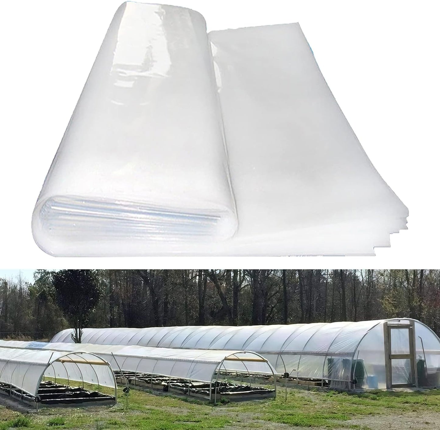 Greenhouse Plastic Sheeting 24x50 ft, 6 mil Thickness Replacement Cover, UV Resistant