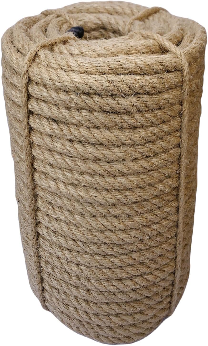 Jute Rope 12mm, 164 Feet 7lb Thick Garden Jute Twine String for DIY Cat Scratcher, Gardening, Bundling and Wall Hanging Craft Decorative (Brown)