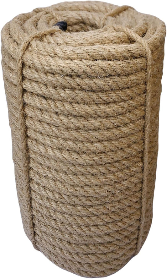 Jute Rope 12mm, 164 Feet 7lb Thick Garden Jute Twine String for DIY Cat Scratcher, Gardening, Bundling and Wall Hanging Craft Decorative (Brown)