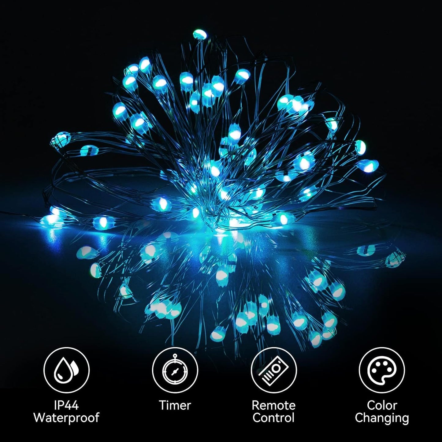 Dazzle Bright Color Changing Fairy Lights Battery Operated, 2 Pack Total 40FT 120LED Silver Copper Wire RGB String Lights with Remote, Waterproof Christmas Decorations for Indoor Outdoor Party Decor