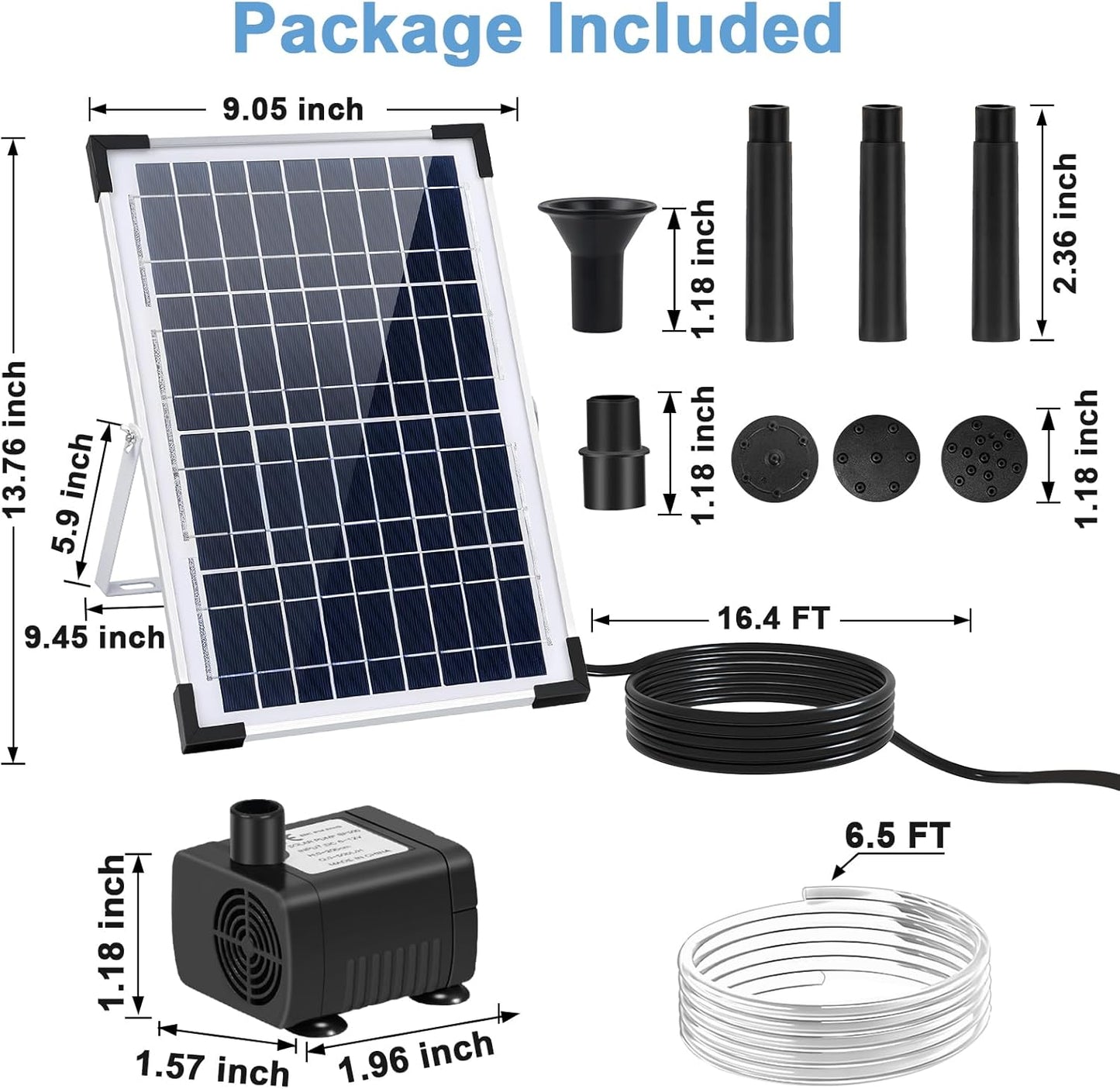Solar Fountain Pump 12W Solar Water Fountain With 3 Spray Nozzle Solar Powered Water Pump 132 GPH Solar Pond Pump for Outdoor Garden Water Features