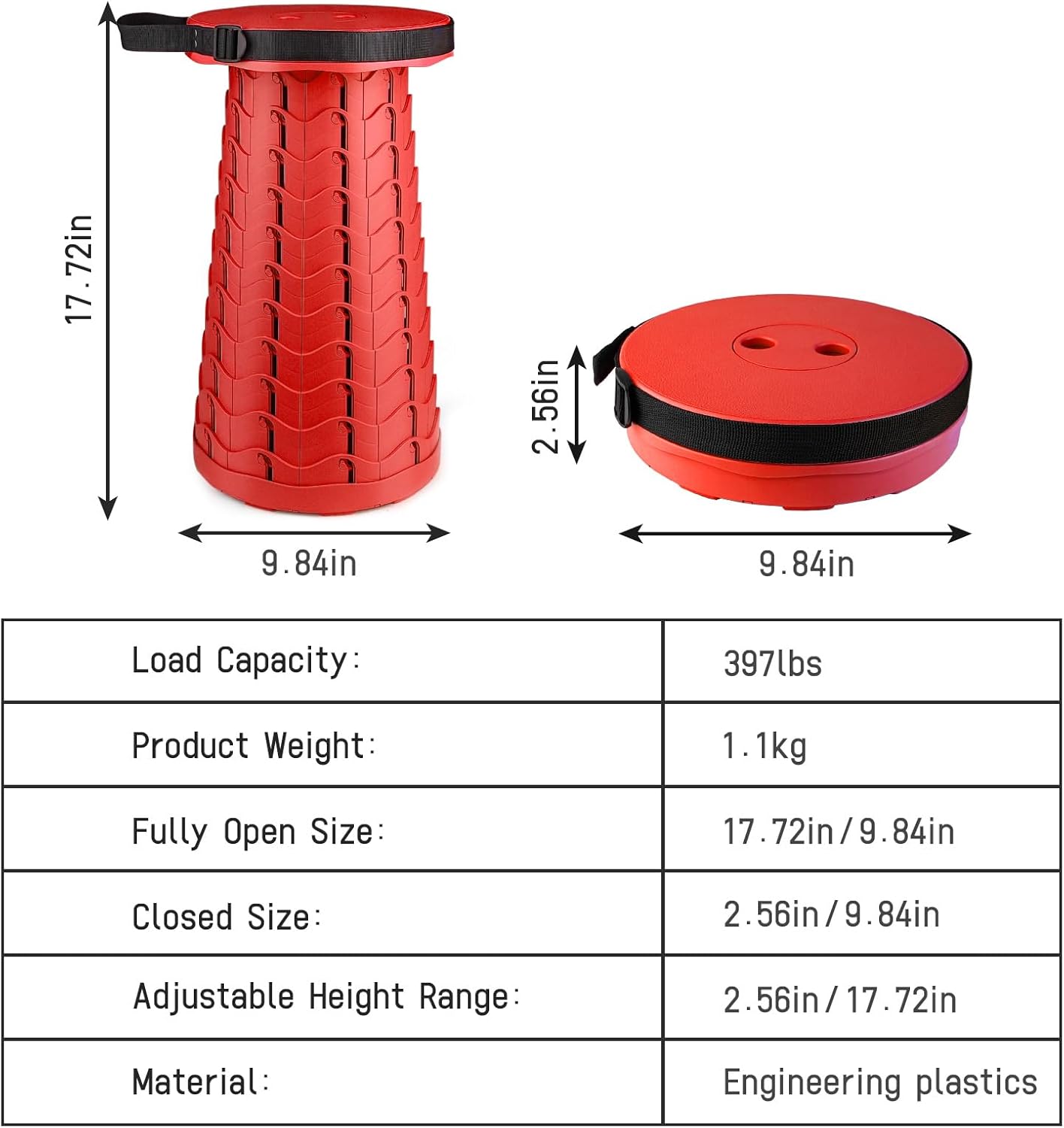 Portable & Lightweight Foldable Camping Chair for Adults, Heavy Duty Folding Stool with Adjustable Shoulder Strap, Perfect for Picnic, Beach, Backyard, and Sporting Events, Max Weight 400lbs