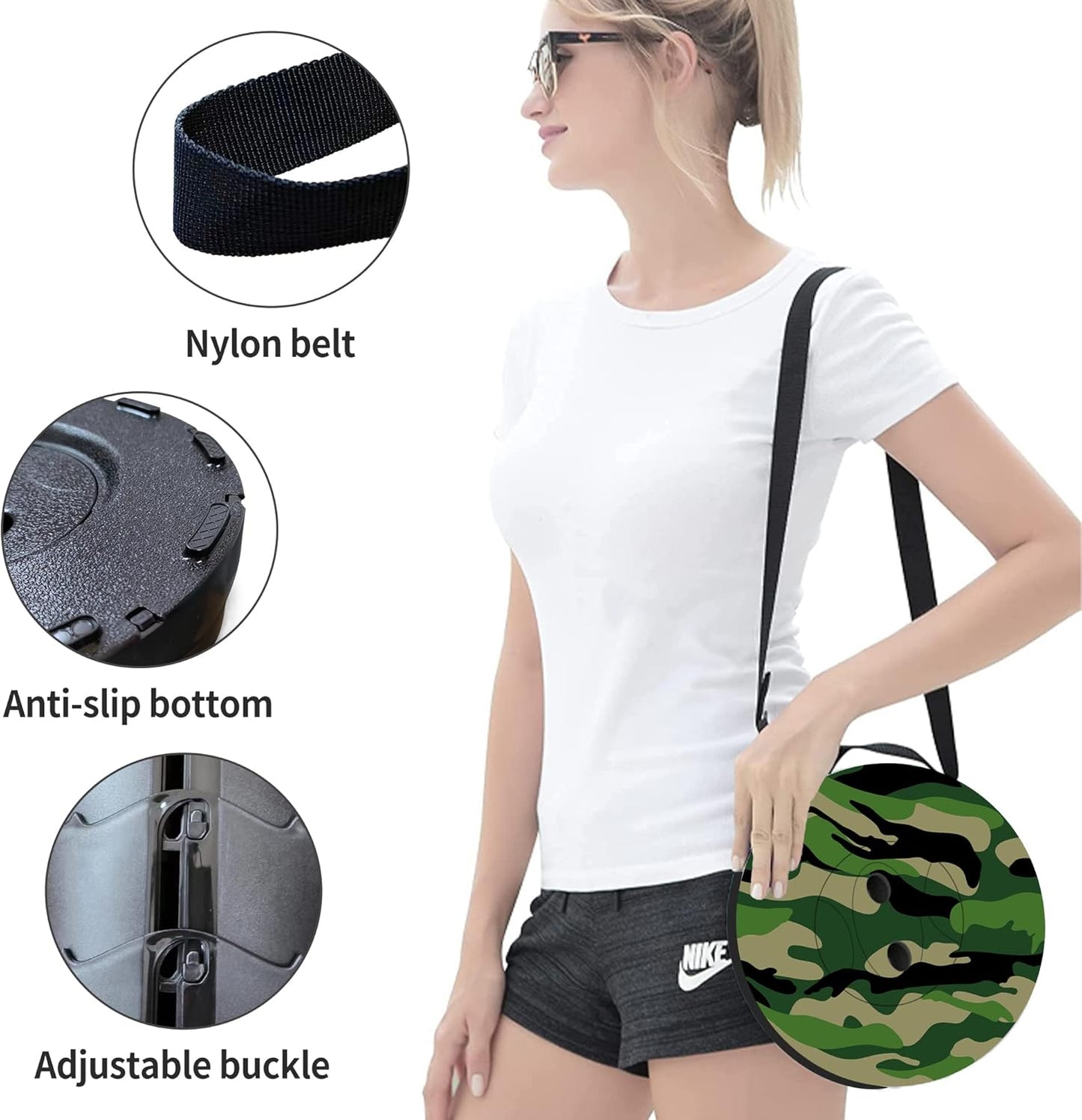 ALEVMOOM Upgraded Telescoping Collapsible Stool with Cushion, Folding Stool with Printing Portable Retractable Foldable Seat Max Load 550lbs for Adults Camping Fishing Outdoor