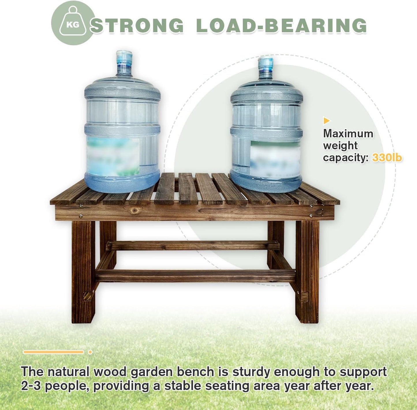 Outdoor Garden Bench, 2-Person Wood Patio Bench Weatherproof Outdoor Backless Bench, Anti-Corrosion and Anti-Rust Garden Benches for Garden Lawn Porch Park Backyard (Natural,35.5''/90cm)