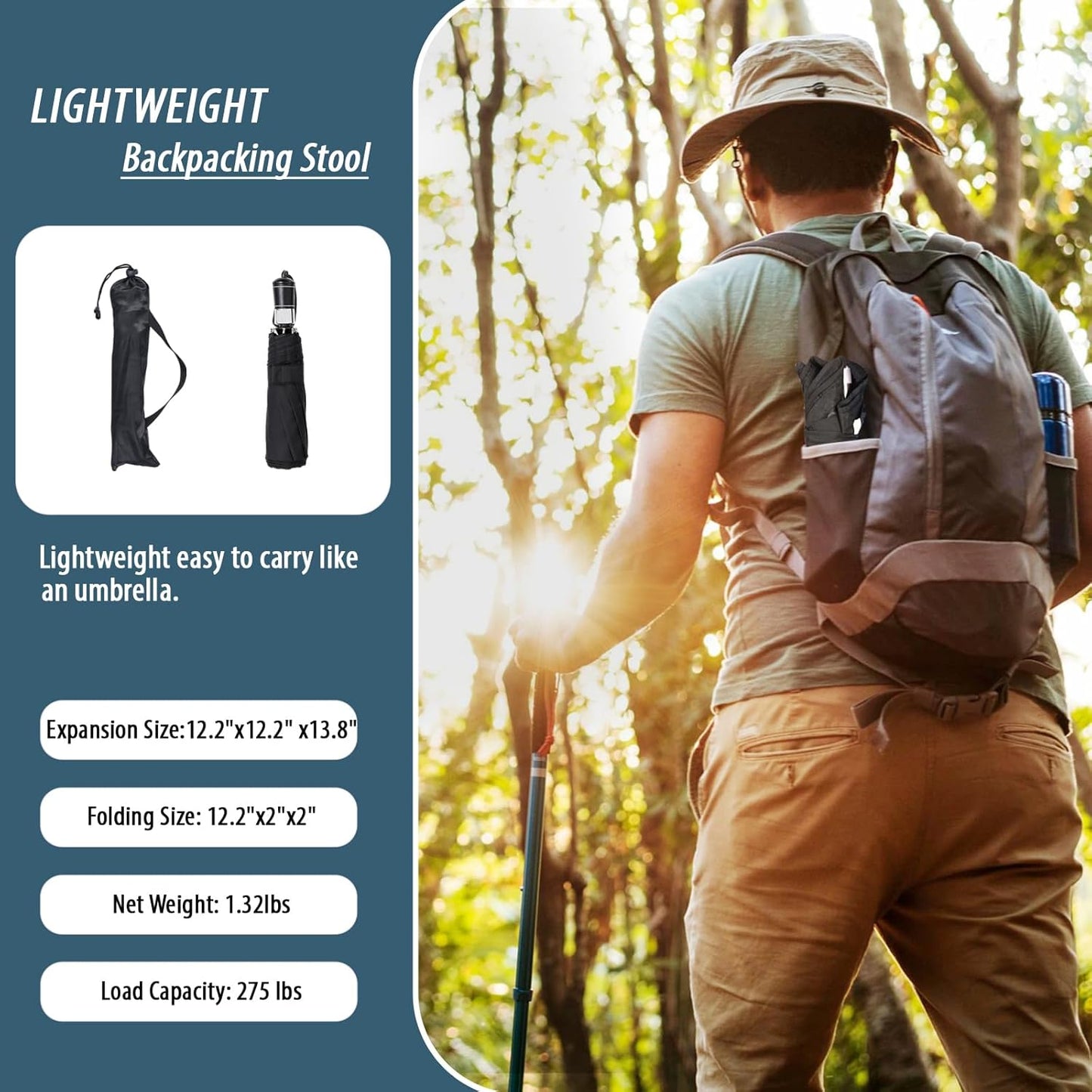 Camping Stool,Small Folding Chair,13.8" Lightweight Folding Stool Compact Backpacking Stool with Carry Bag