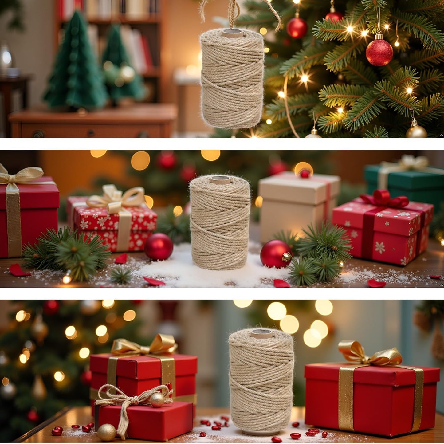 1/5 in (5 mm) X 100 Ft (30 Meters) Jute Twine Rope String for Home Decorating, Cat Scratcher Post Tree, DIY Arts Crafts, Garden, Binding, Packing Material