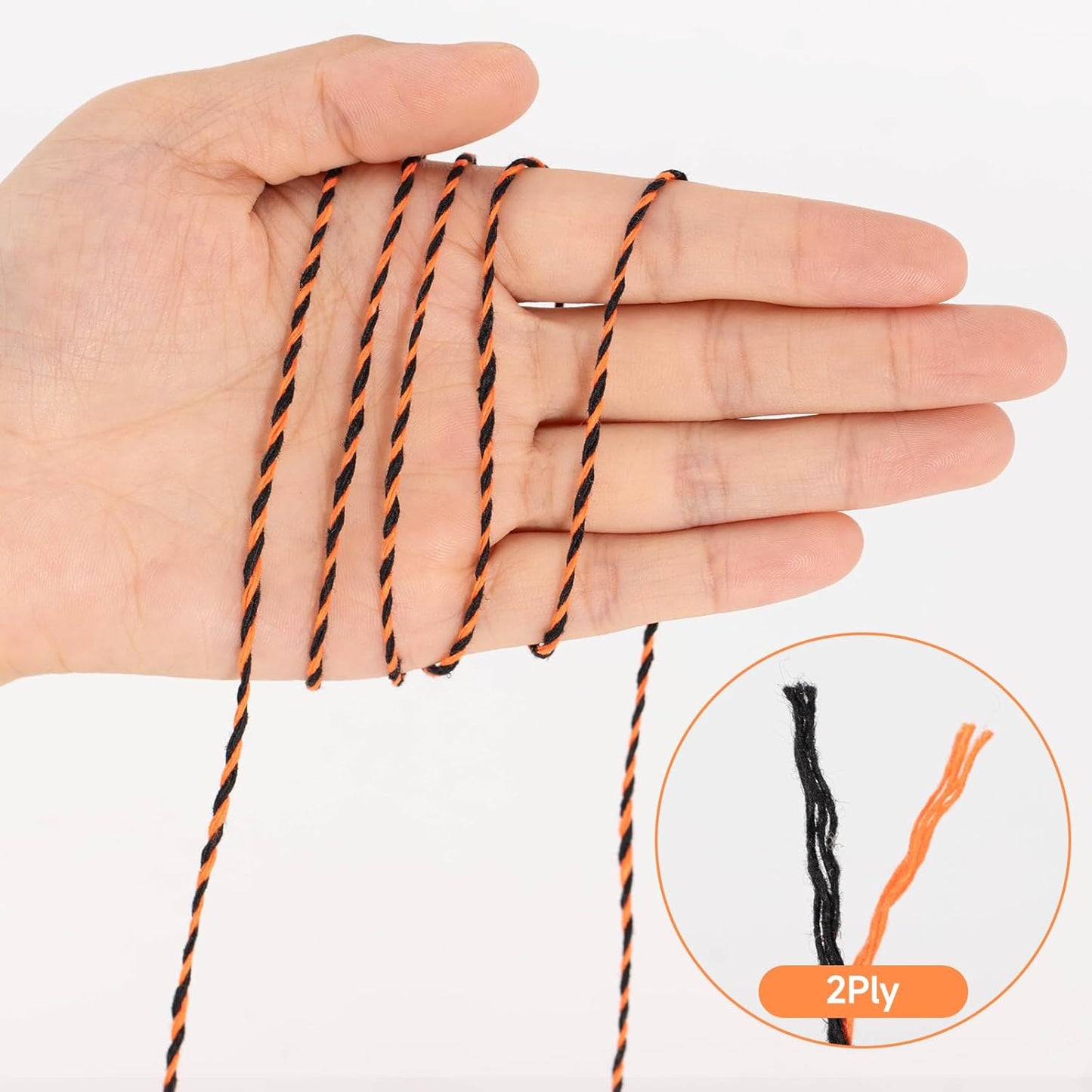 KINGLAKE Halloween Twine - Orange & Black Cotton String, 2mm, 328 Feet, DIY Crafts, Gift Wrapping, Party Decoration, Gift Tags