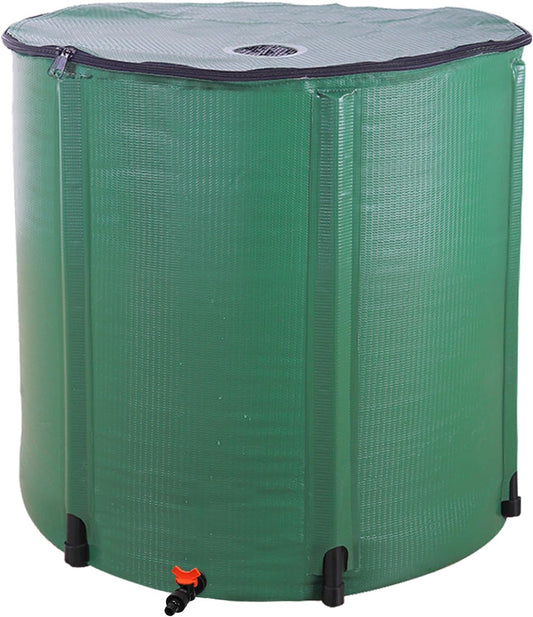 200 Gallon Collapsible Rain Barrel, Water Storage Tank, Portable Rainwater Collection System, Rain Catcher Barrel with Spigots and Overflow Kit, Rain Water Barrel Collector for Garden, Green