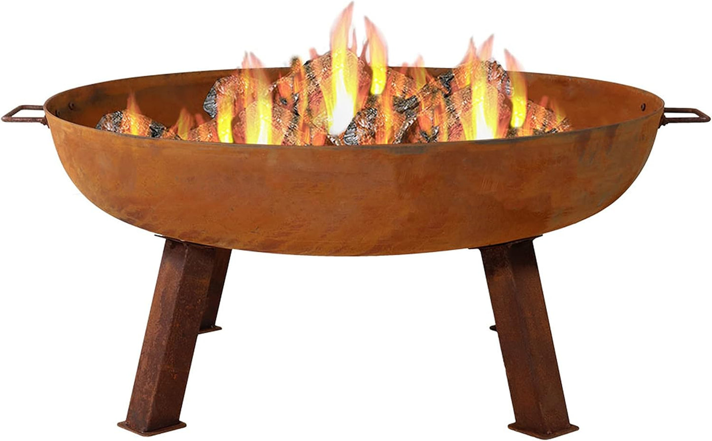 Sunnydaze 34-Inch Cast Iron Heavy-Duty Fire Pit for Outside - Wood-Burning Outdoor Fire Pit Bowl with Handles - Oxidized Finish