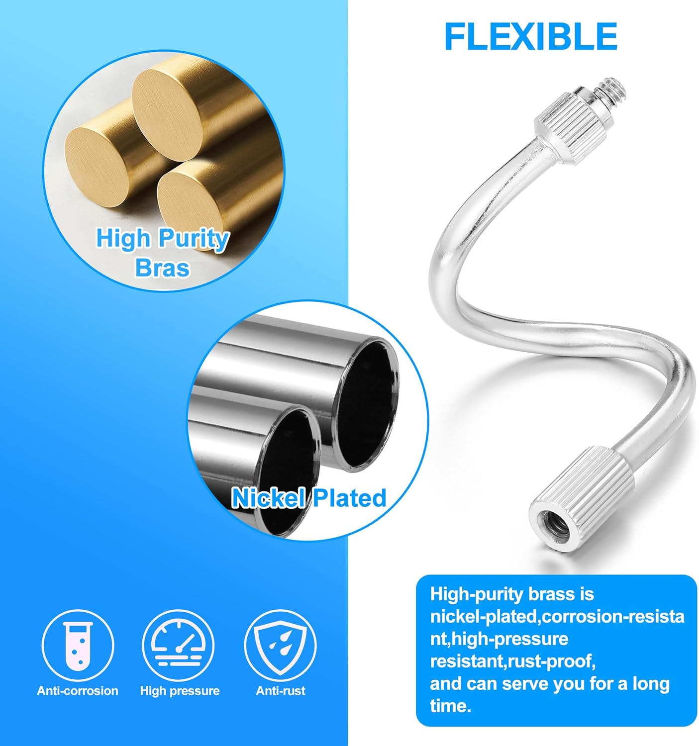 10X Flexible Mister Extensions with Nozzle Kits 5.9 Inch Brass Mist Rod for Mister Nozzles Bendable Copper Extended Pole 10/24 UNC Thread Outdoor Cool Misting System (10, Extensions with Nozzle)