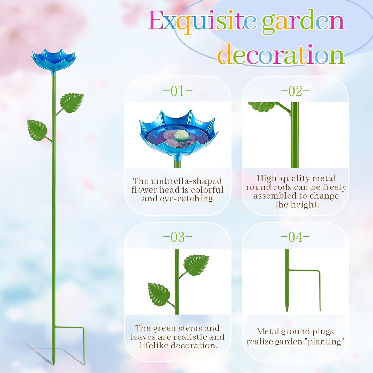 Bee Watering Station for Garden, 4 Pack Bee Drinking Station with Umbrella Design, Metal Butterfly Feeder Bee Baths for Outdoor Garden Yard Decor (Red,Green,Blue,Yellow)