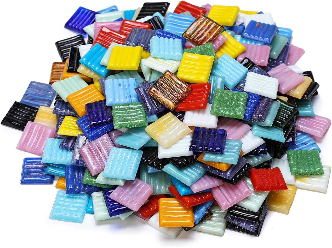 Lanyani 3/4 inch Metallic Glass Mosaic Tiles Variety Mix Color Vitreous Square Mosaic Pieces Tile for Art Crafts - 2 Pounds Bulk