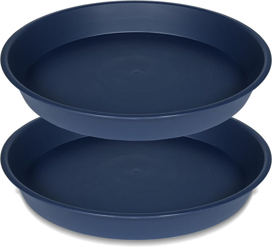 2 Pack of 16 17 inch Plant Saucer (15 inch Base), 2.3" Depth, Plant Trays for Pots, Plastic Plant Saucers for Indoors, Flower Pot Drip Trays for Planter (17", Blue)